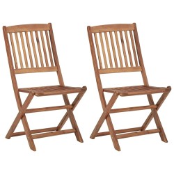 Chaises pliables de jardin lot de 2 avec coussins Bois d'acacia 