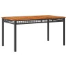 Table de jardin noir 140x80x75 cm résine tressée et bois acacia 