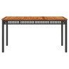 Table de jardin noir 140x80x75 cm résine tressée et bois acacia 