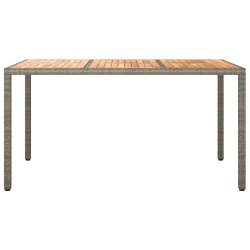 Table de salle à manger de jardin grise 150x90x75 cm poly rotin 