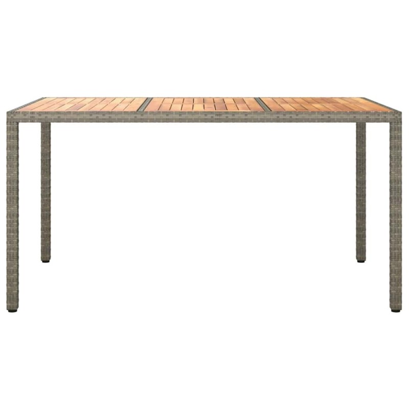 Table de salle à manger de jardin grise 150x90x75 cm poly rotin 