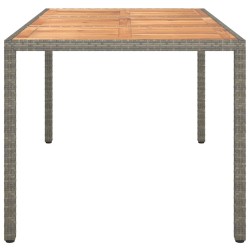 Table de salle à manger de jardin grise 150x90x75 cm poly rotin 