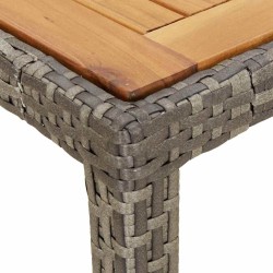 Table de salle à manger de jardin grise 150x90x75 cm poly rotin 