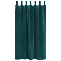 Rideaux occultants avec boucles de suspension 2 pcs Velours vert foncé 