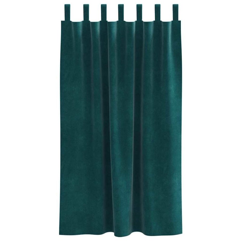 Rideaux occultants avec boucles de suspension 2 pcs Velours vert foncé 