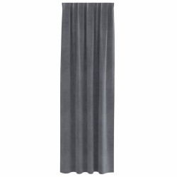 Rideaux occultants avec bande supérieure 2 pcs Velours gris clair 