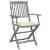 Chaises pliables d'extérieur lot de 2 et coussins Bois d'acacia 