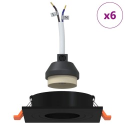 Projecteurs Encastrés 6 pcs Carré GU10 Noir 91x91 mm 