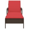 Chaise Longue avec Coussin Marron 63x200x81 cm Poly Rattan 