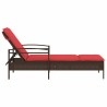 Chaise Longue avec Coussin Marron 63x200x81 cm Poly Rattan 