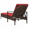 Chaise Longue avec Coussin Marron 63x200x81 cm Poly Rattan 