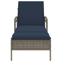 Chaise longue avec coussin Gris 63 x 200 x 81 cm Résine tressée (États-Unis uniquement) 