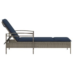Chaise longue avec coussin Gris 63 x 200 x 81 cm Résine tressée (États-Unis uniquement) 