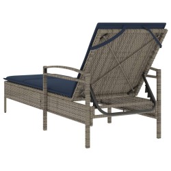 Chaise longue avec coussin Gris 63 x 200 x 81 cm Résine tressée (États-Unis uniquement) 