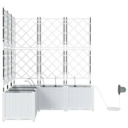 Pots de jardin Treillis avec stockage Blanc 120 x 120 x 142 cm Plastique 