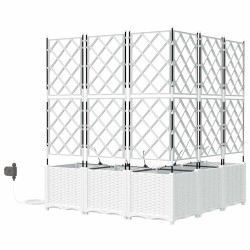 Pots de jardin Treillis avec stockage Blanc 120 x 120 x 142 cm Plastique 