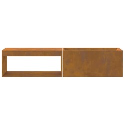 Brasero avec rangement pour bûches 160x45x35 cm en acier weathering 
