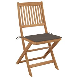 Chaises pliables de jardin lot de 2 avec coussins Bois d'acacia 