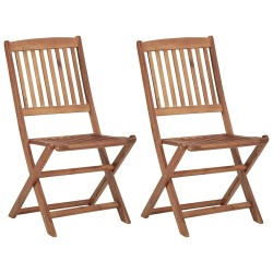 Chaises pliables de jardin lot de 2 avec coussins Bois d'acacia 