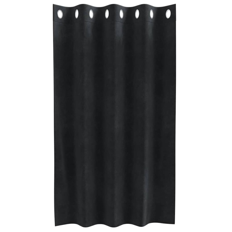 Rideaux occultants avec œillets 2 pcs en velours noir 