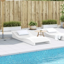Chaise longue blanc 205x80x31,5 cm bois massif de pin 