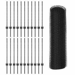 Poteaux de clôture 11 pcs U-Channel gris 80 cm en acier 
