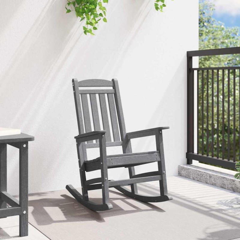 Chaise à bascule de jardin Gris clair 70x92x108 cm HDPE 