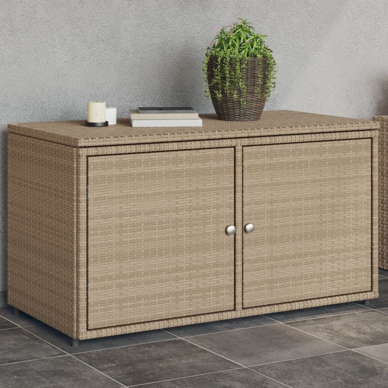 Armoire de rangement jardin beige 110x55x60,5 cm résine tressée 