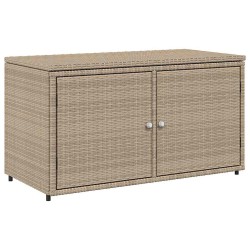 Armoire de rangement jardin beige 110x55x60,5 cm résine tressée 