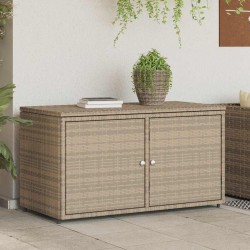 Armoire de rangement jardin beige 110x55x60,5 cm résine tressée 