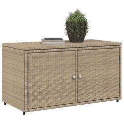 Armoire de rangement jardin beige 110x55x60,5 cm résine tressée 