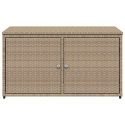 Armoire de rangement jardin beige 110x55x60,5 cm résine tressée 