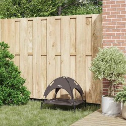 Lit pour chien surélevé avec toit amovible Marron S Acier 