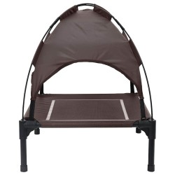 Lit pour chien surélevé avec toit amovible Marron S Acier 