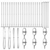 Poteaux de clôture avec plaques de base, 26 pcs, Ø32mm, 50cm, en acier galvanisé 