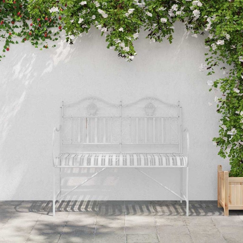 Banc Blanc Métal 103,5 x 59 x 89 cm Durable Banc d'extérieur 