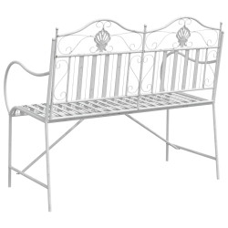 Banc Blanc Métal 103,5 x 59 x 89 cm Durable Banc d'extérieur 