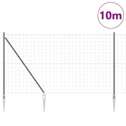 Clôture Euro avec 7 poteaux pointus 1,5 x 10 m en acier galvanisé gris 