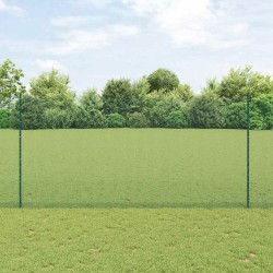 Clôture en fil soudé avec 11 poteaux en U Verte 1,5x25 m Acier 