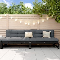 Canapés centraux de jardin 2 pcs noir 120x80 cm bois pin massif 