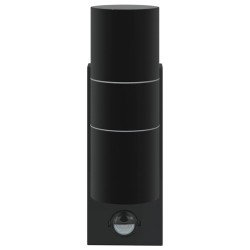 Lampe Murale Extérieure Détecteur Noir Acier Inoxydable IP44 