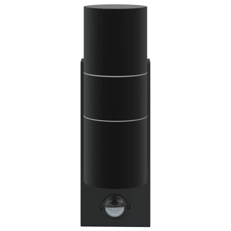 Lampe Murale Extérieure Détecteur Noir Acier Inoxydable IP44 