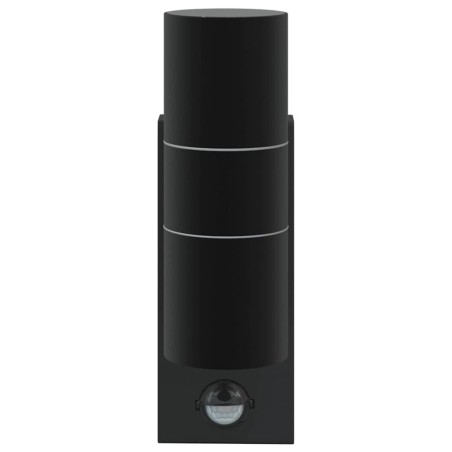 Lampe Murale Extérieure Détecteur Noir Acier Inoxydable IP44 