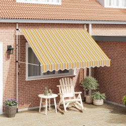 Auvent rétractable manuel 300 cm Rayures jaunes et bleues 