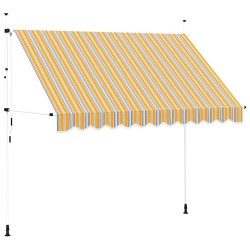 Auvent rétractable manuel 300 cm Rayures jaunes et bleues 