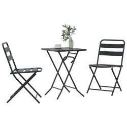 Ensemble Bistro Pliable 3 Pièces Anthracite Acier 