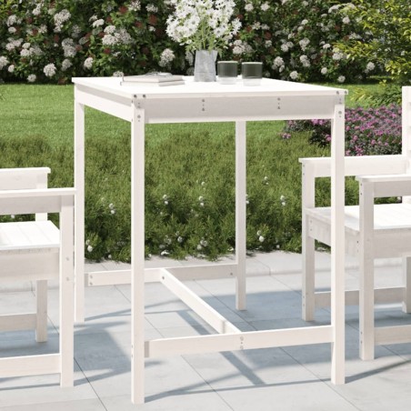 Table de jardin blanc 121x82,5x110 cm bois massif de pin 