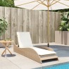 Chaise longue avec coussin beige 60x205x73 cm résine tressée 