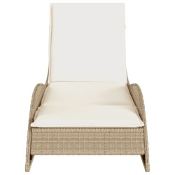 Chaise longue avec coussin beige 60x205x73 cm résine tressée 