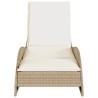 Chaise longue avec coussin beige 60x205x73 cm résine tressée 